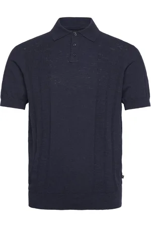 Clean Cut Jonas Knitted Polo Tops Polos Short-sleeved Navy