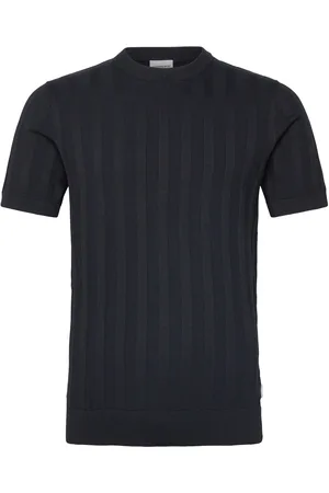 Lindbergh Knitted Crew Neck T-Shirt Tops T-shirts Short-sleeved Navy