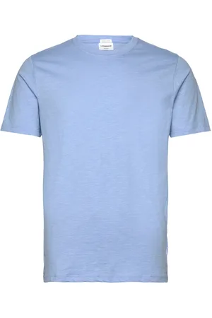 Lindbergh Organic Slub Yarn O-Neck Tee S/S Tops T-shirts Short-sleeved Blue