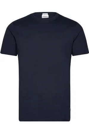 Lindbergh Organic Slub Yarn O-Neck Tee S/S Tops T-shirts Short-sleeved Navy