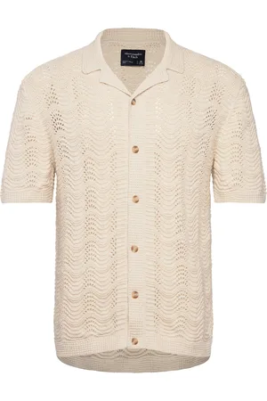 Abercrombie & Fitch Anf Mens Sweaters Tops Shirts Short-sleeved Shirts Beige