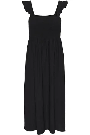 Pieces® Pcluna Smock Strap Dress Sa Bc Polvipituinen Mekko Black