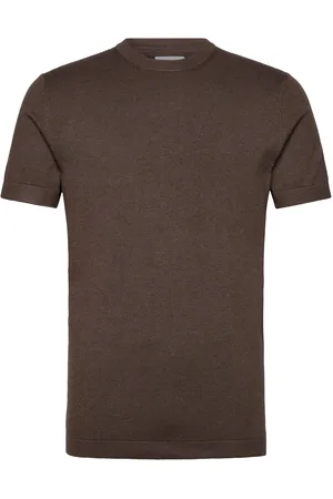 Lindbergh Eco Vero S/S O-Neck Tee Tops T-shirts Short-sleeved Brown