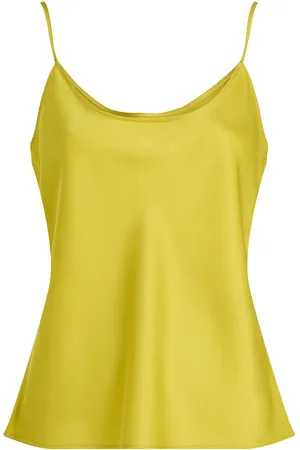Calvin Klein Matt Shine Satin Cami Tops Blouses Sleeveless Yellow