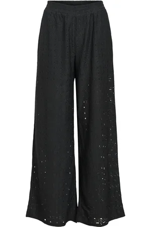 Object Objlaila Mw Pants Div Bottoms Trousers Wide Leg Black