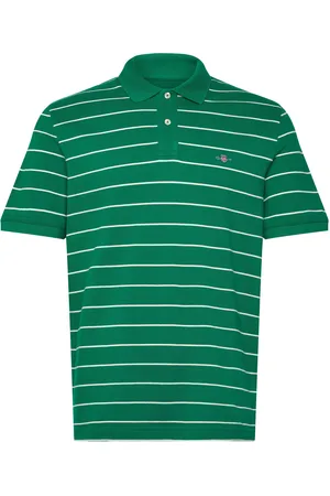 GANT Striped Ss Polo Tops Polos Short-sleeved Green