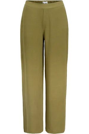Object Objsanne Aline Wide Pant Noos Bottoms Trousers Wide Leg Khaki Green