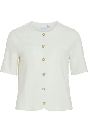 VILA Viamy O-Neck 2/4 Cardigan Tops T-shirts & Tops Short-sleeved White