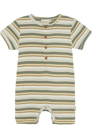 Minymo Suit Ss Y/D Rib Bodysuits Short-sleeved Green