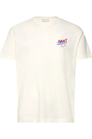 GANT Placed Graphic T-Shirt Tops T-shirts Short-sleeved Cream