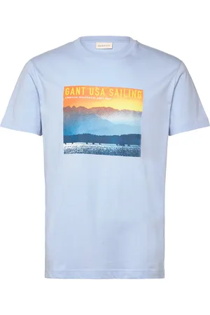 GANT Placed Graphic T-Shirt Tops T-shirts Short-sleeved Blue