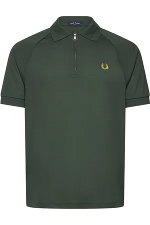 Fred Perry Zip Neck Polo Shirt Designers Polos Short-sleeved Green