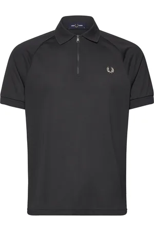 Fred Perry Zip Neck Polo Shirt Designers Polos Short-sleeved Black