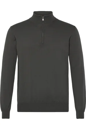 Oscar Jacobson Pat Half Zip L-S Designers Knitwear Half Zip Jumpers Black