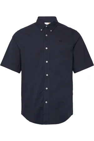 Timberland Short Sleeve Stretch Poplin Shirt Tops Shirts Short-sleeved Shirts Navy