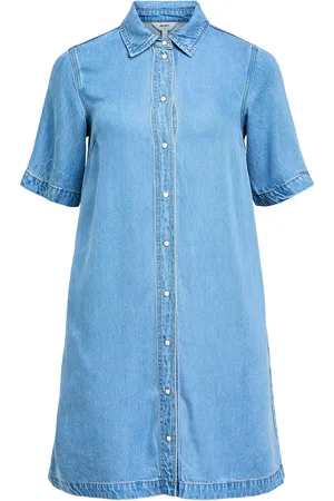 Object Objframe 2/4 Re Denim Dress Noos Polvipituinen Mekko Blue