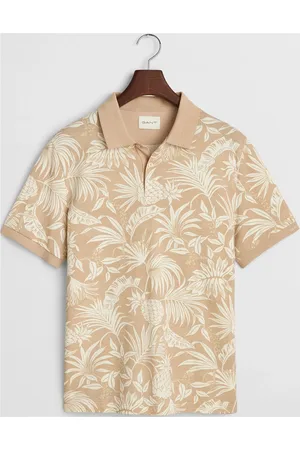 GANT Printed Ss Polo Tops Polos Short-sleeved Beige