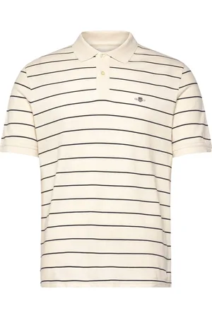 GANT Striped Ss Polo Tops Polos Short-sleeved Cream