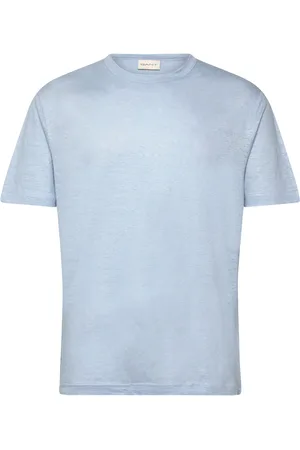 GANT Linen Ss T-Shirt Tops T-shirts Short-sleeved Blue
