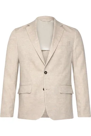 J Lindeberg Elton U Super Linen Blazer Designers Blazers Single Breasted Blazers Beige