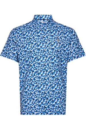 Original Penguin Underwater Mosaic Geo Polo Sport Sport Clothing Sport Tops Sport Polos Sport Short-sleeved Polos Blue