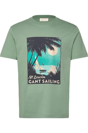 GANT Placed Graphic T-Shirt Tops T-shirts Short-sleeved Green