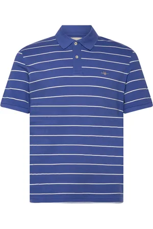 GANT Striped Ss Polo Tops Polos Short-sleeved Blue