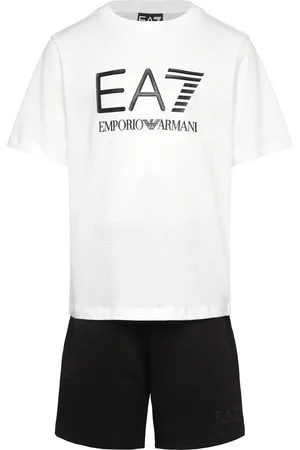 EA7 Tracksuit Sport Sets With Short-sleeved T-shirt White