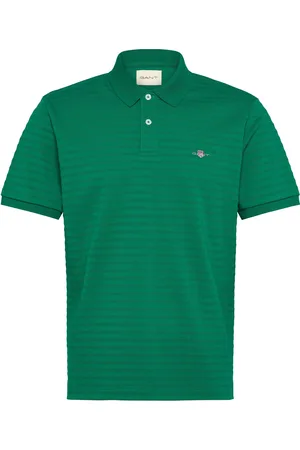GANT Texture Stripe Polo Tops Polos Short-sleeved Green