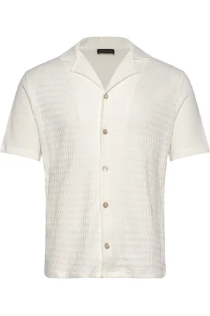 Oscar Jacobson Kirk Knitted Shirt Designers Shirts Short-sleeved Shirts White