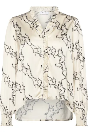 Levete Room Lr-Kennedy Tops Shirts Long-sleeved Cream