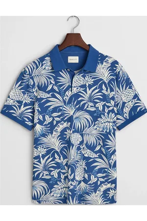 GANT Printed Ss Polo Tops Polos Short-sleeved Blue