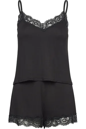 Hunkemöller Pj Cami Jersey Lace Nana Pyjama Black