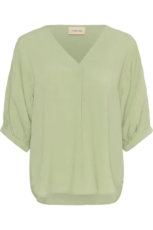 Cream Cririna Blouse Tops Blouses Short-sleeved Green