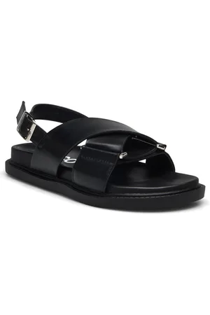 Bianco Biaoslo Cross Sandal Faux Leather Shoes Sandals Flat Sandals Black