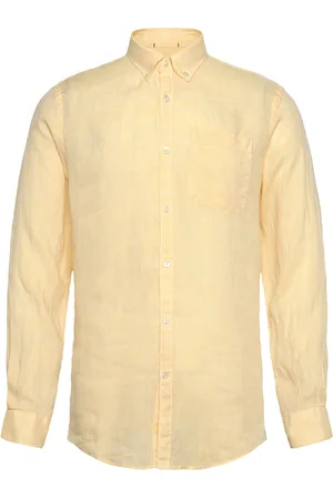Lindbergh Pure Linen L/S Shirt Tops Shirts Linen Shirts Yellow