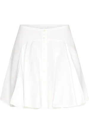 Ralph Lauren Button-Front Paneled Cotton Skirt Skirts Pleated Skirts White