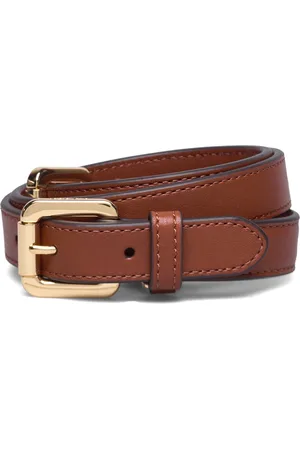 Ralph Lauren Leather Double-Buckle Skinny Belt Vyö Brown