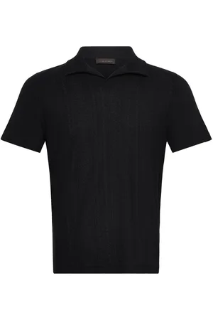 Oscar Jacobson Connor Structured Poloshirt Designers Polos Short-sleeved Black