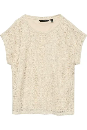 VERO MODA Vmmmaya Ava Ss Top Jrs Tops T-shirts & Tops Short-sleeved Cream