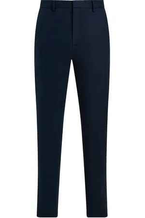 Calvin Klein Linen Lyocell Stretch Tapered Bottoms Trousers Formal Navy