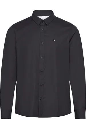 Calvin Klein Poplin Stretch Slim Shirt Tops Shirts Casual Black