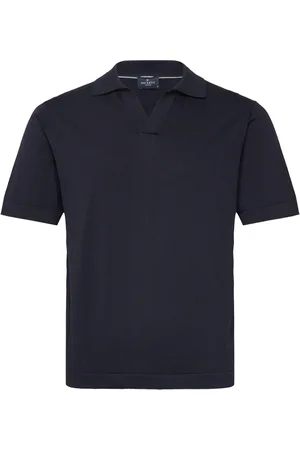 Hackett Ess Cot Silk Polo Designers Polos Short-sleeved Navy