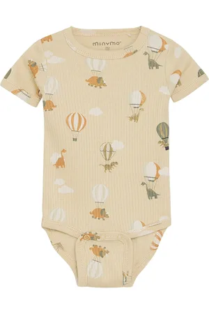 Minymo Body Ss Aop Rib Bodies Short-sleeved Green