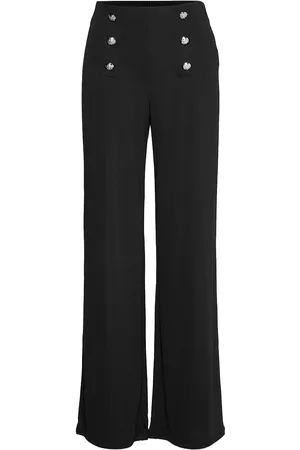 Ralph Lauren Stretch Jersey Wide-Leg Pant Bottoms Trousers Straight Leg Black