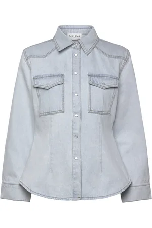 By Malina Anthea Fitted Waist Denim Shirt Designers Shirts Denim Shirts Blue
