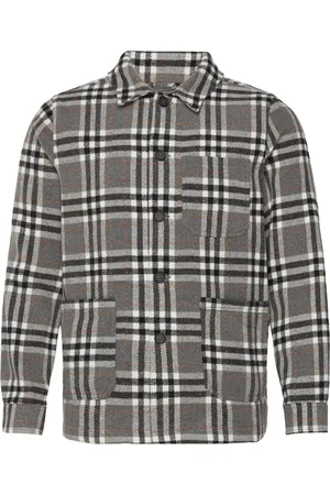Lindbergh Check Overshirt Tops Overshirts Grey