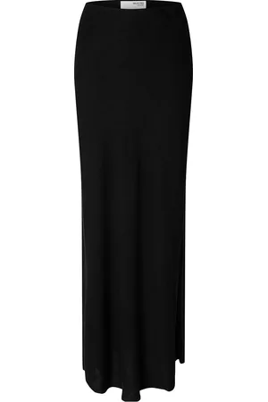 SELECTED Slfviva-Lena Hw Ankle Sun Skirt Skirts Maxi Skirts Black