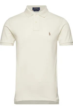 Ralph Lauren Slim Fit Mesh Polo Shirt Designers Knitwear Short Sleeve Knitted Polos Cream