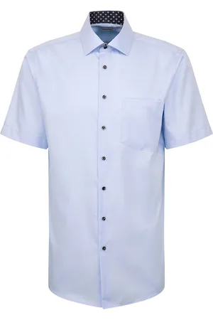 Seidensticker Business Kent Patch12 1/2 Tops T-shirts Short-sleeved Blue